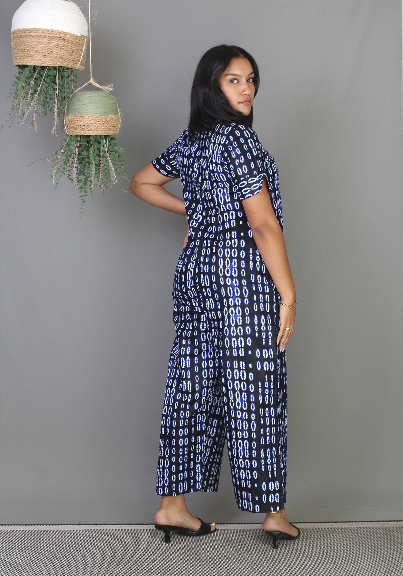 Shirt Jumpsuit - Indigo Tie-Dye