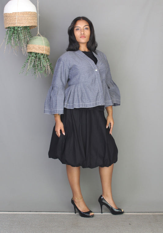 Peplum Kimono Jacket - Chambray