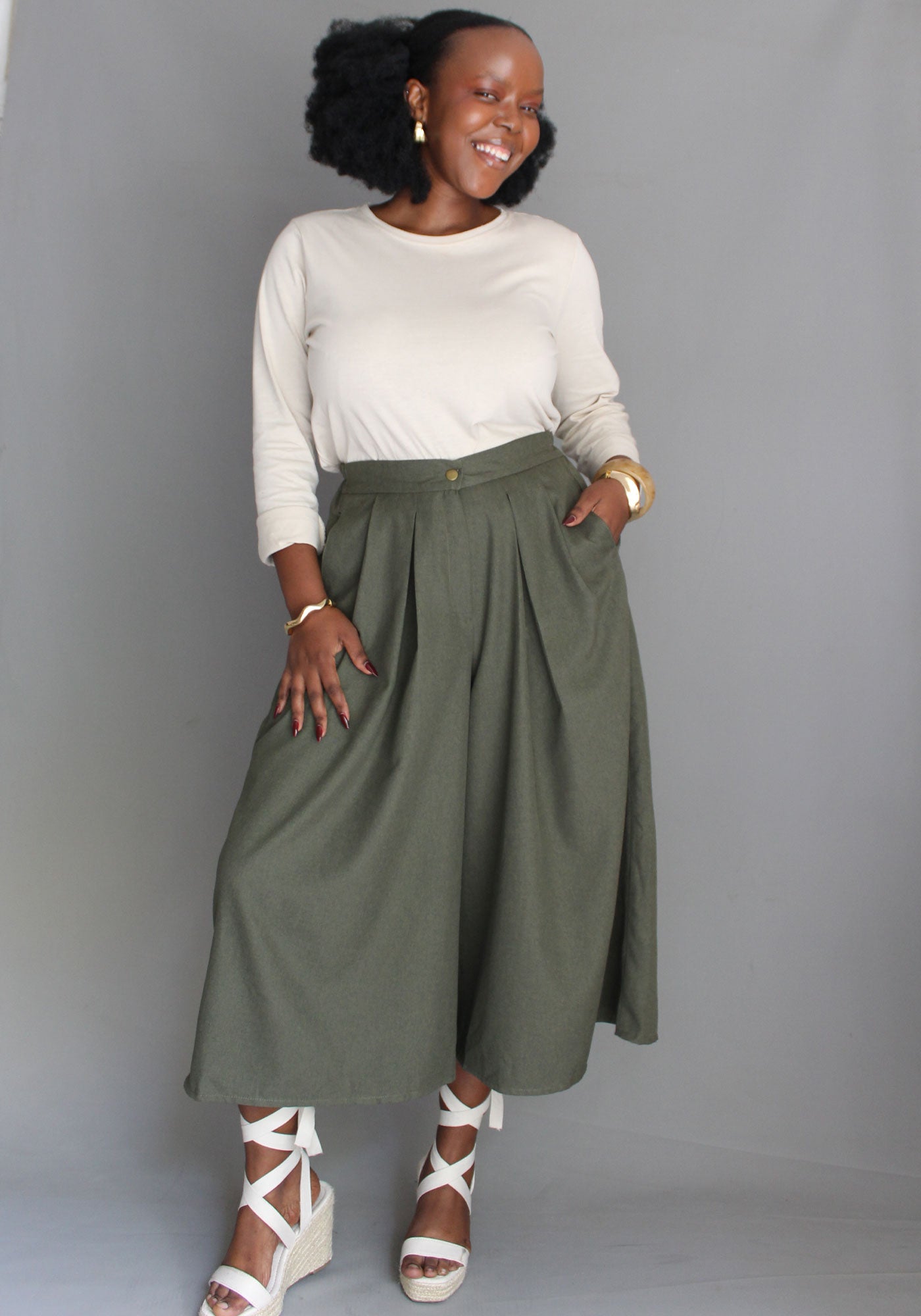 Cullote Pants - Olive Green