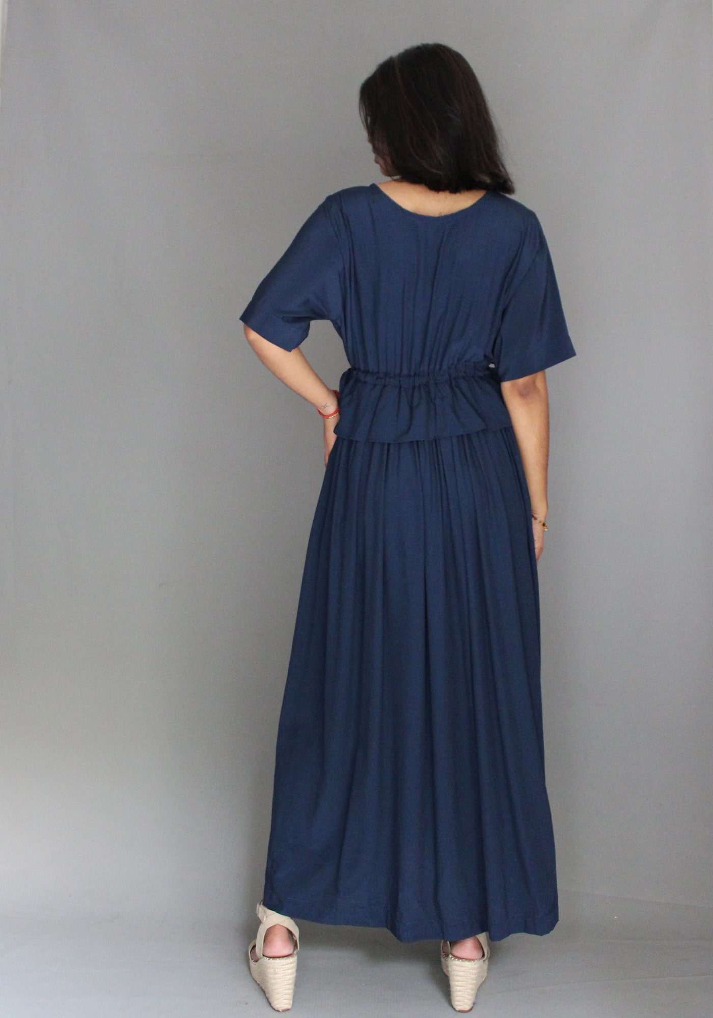 Drawstring Dress - Navy Blue