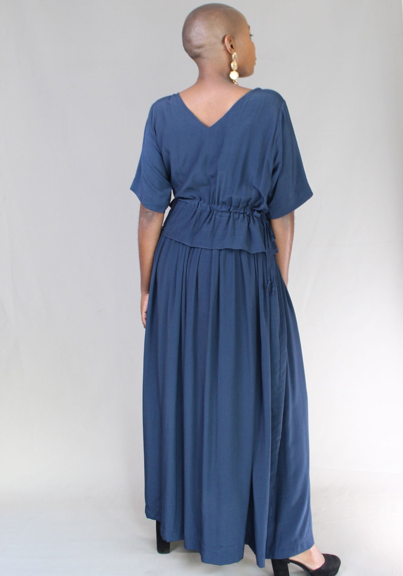 Drawstring Dress - Navy Blue