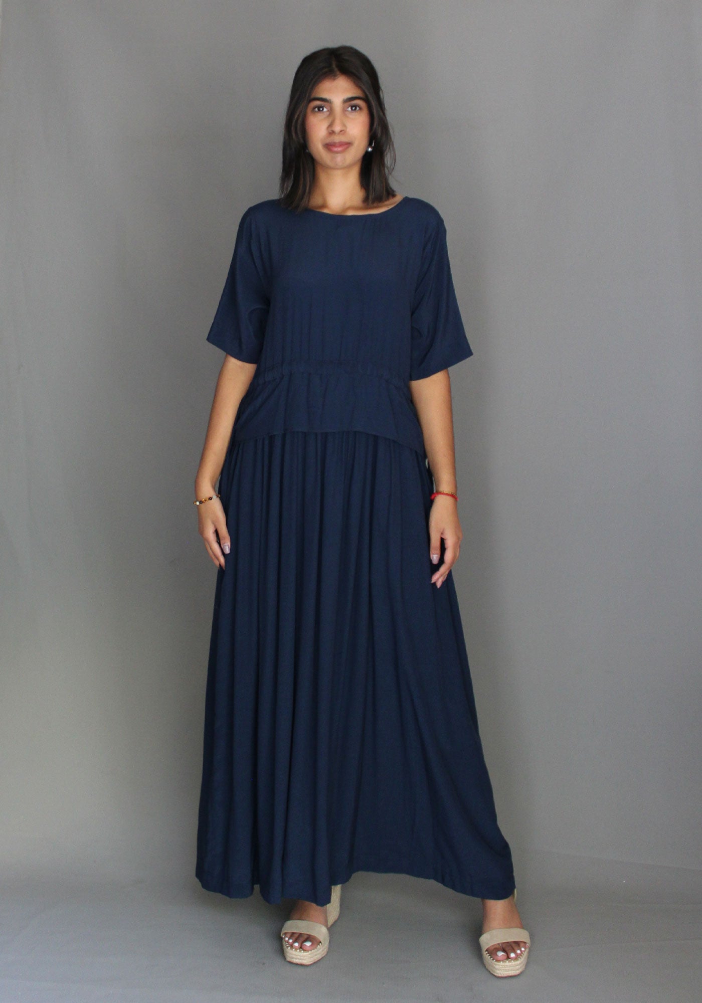 Drawstring Dress - Navy Blue