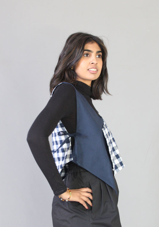 Redialle Vest - Navy & White Gingham