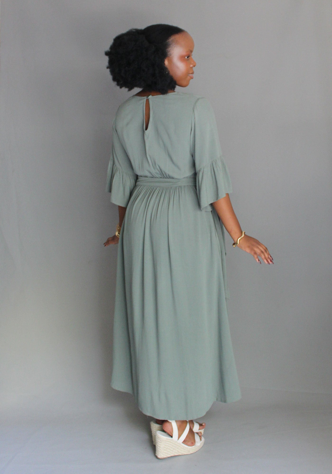 Tie Dress - Olive Green