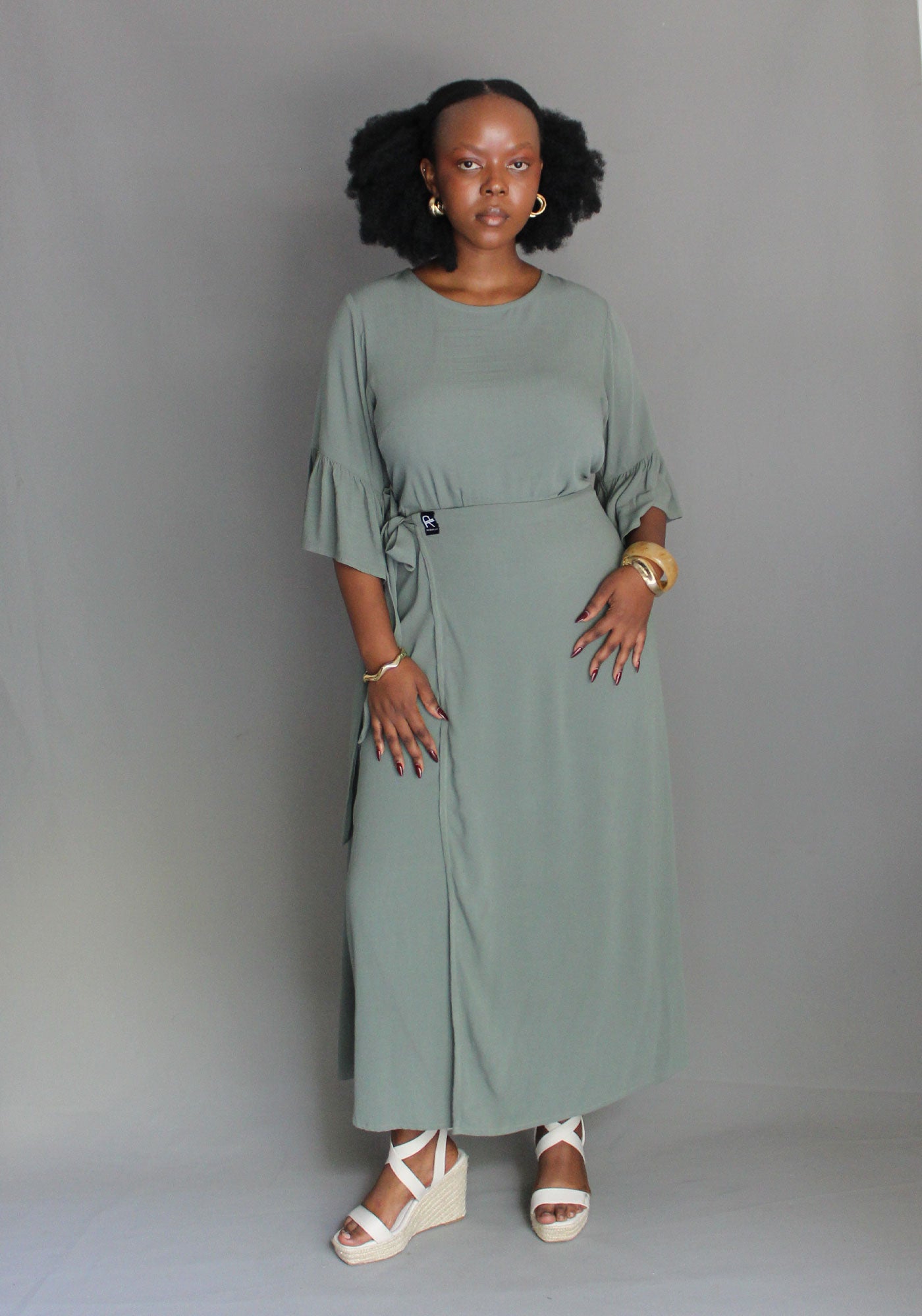 Tie Dress - Olive Green