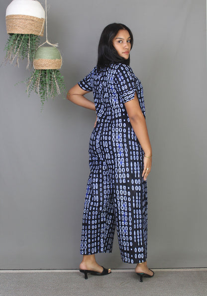 Shirt Jumpsuit - Indigo Tie-Dye