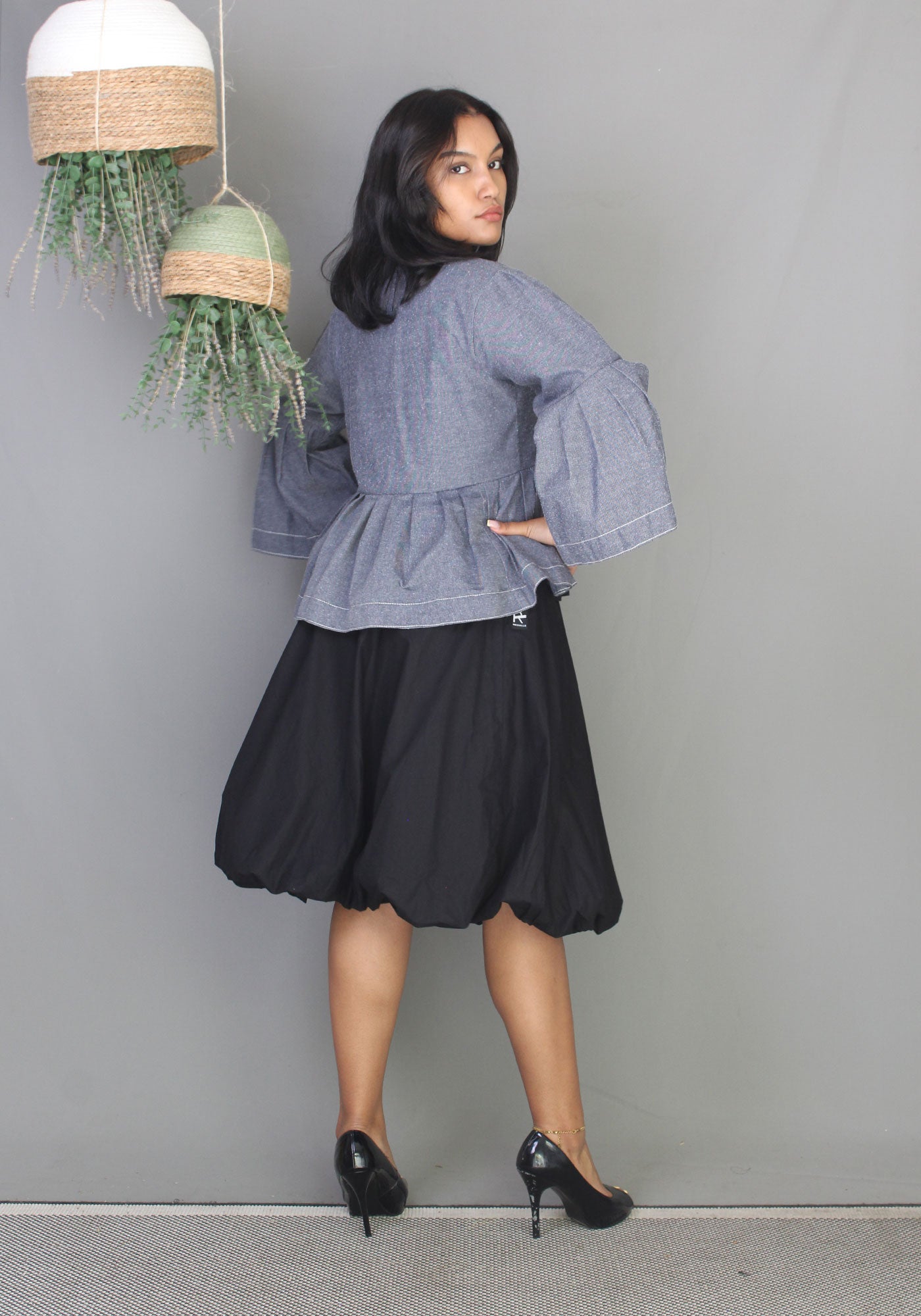 Peplum Kimono Jacket - Chambray
