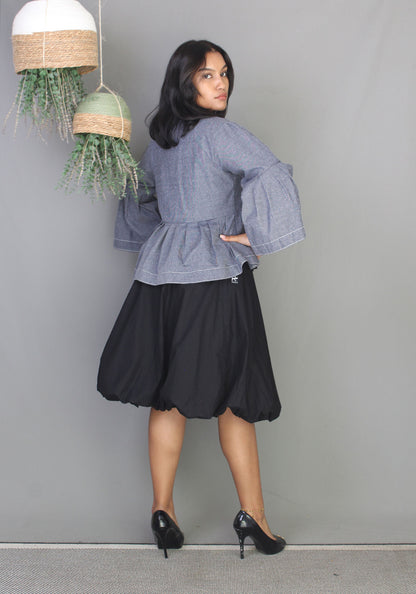 Peplum Kimono Jacket - Chambray