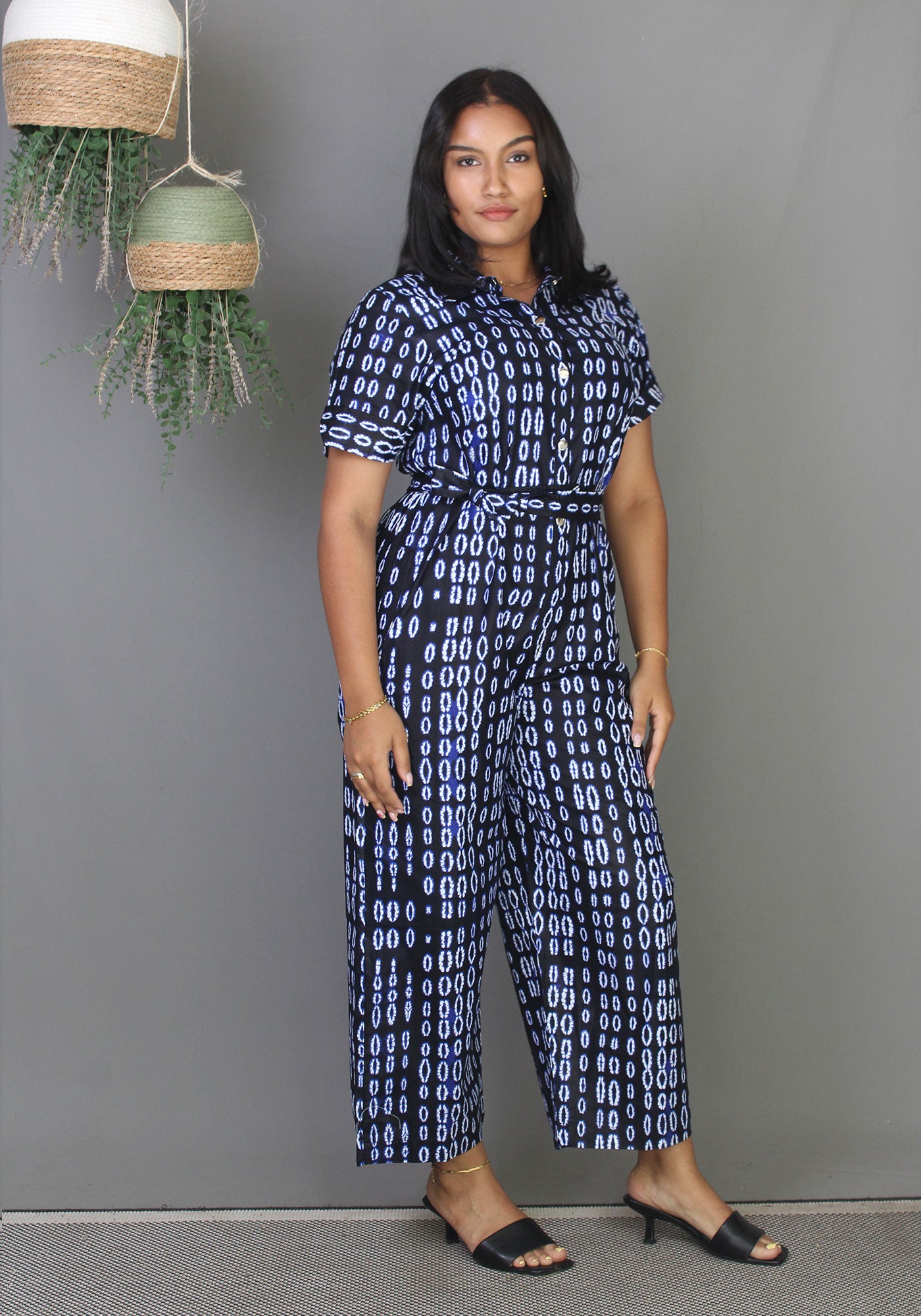 Shirt Jumpsuit - Indigo Tie-Dye