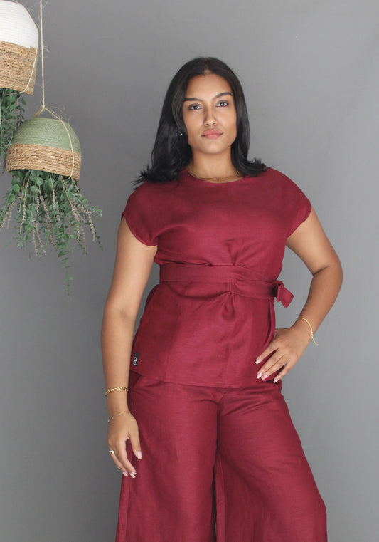 Tie Top -Maroon