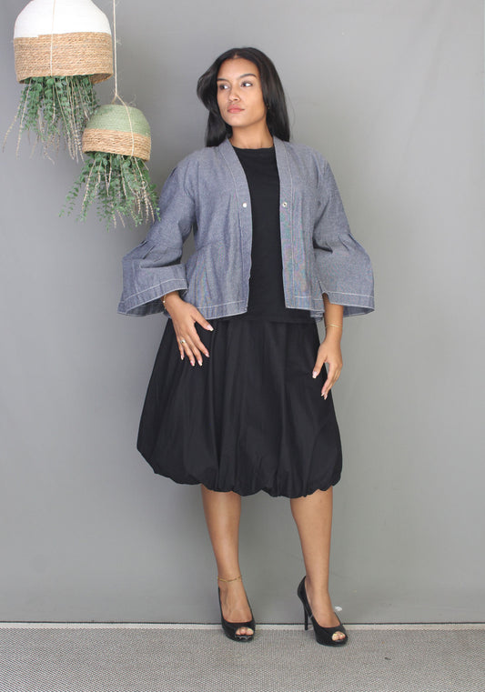 Peplum Kimono Jacket - Chambray
