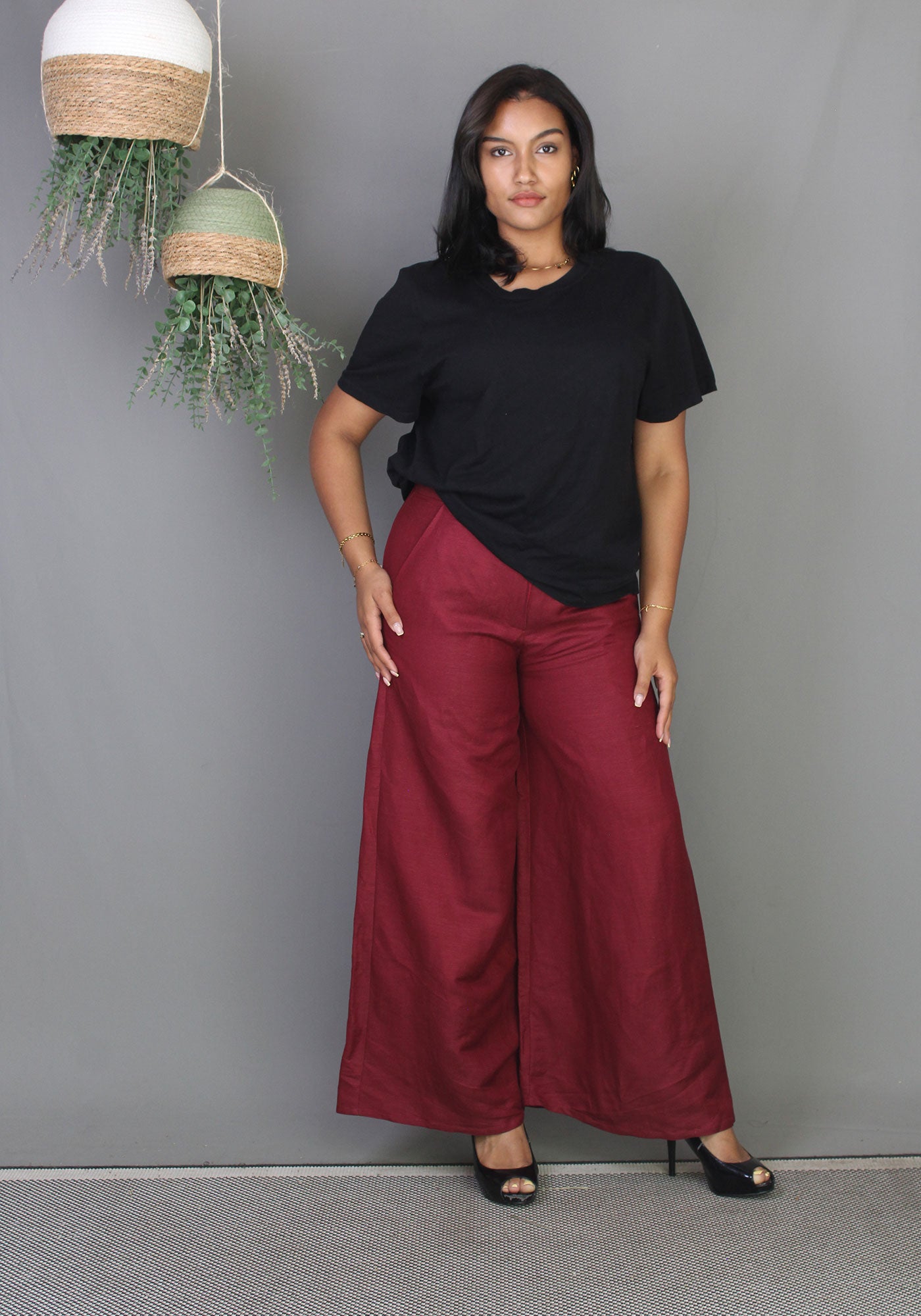 Wide Pants - Maroon