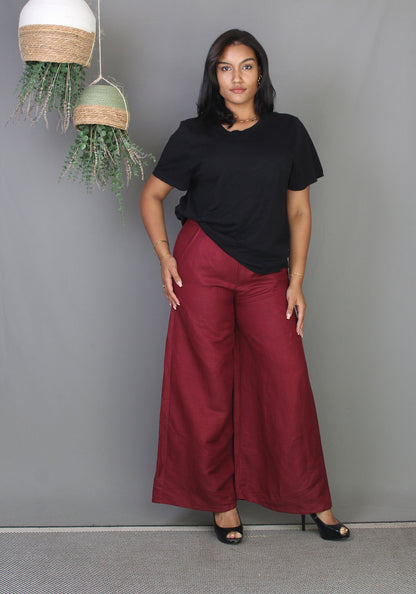 Wide Pants - Maroon