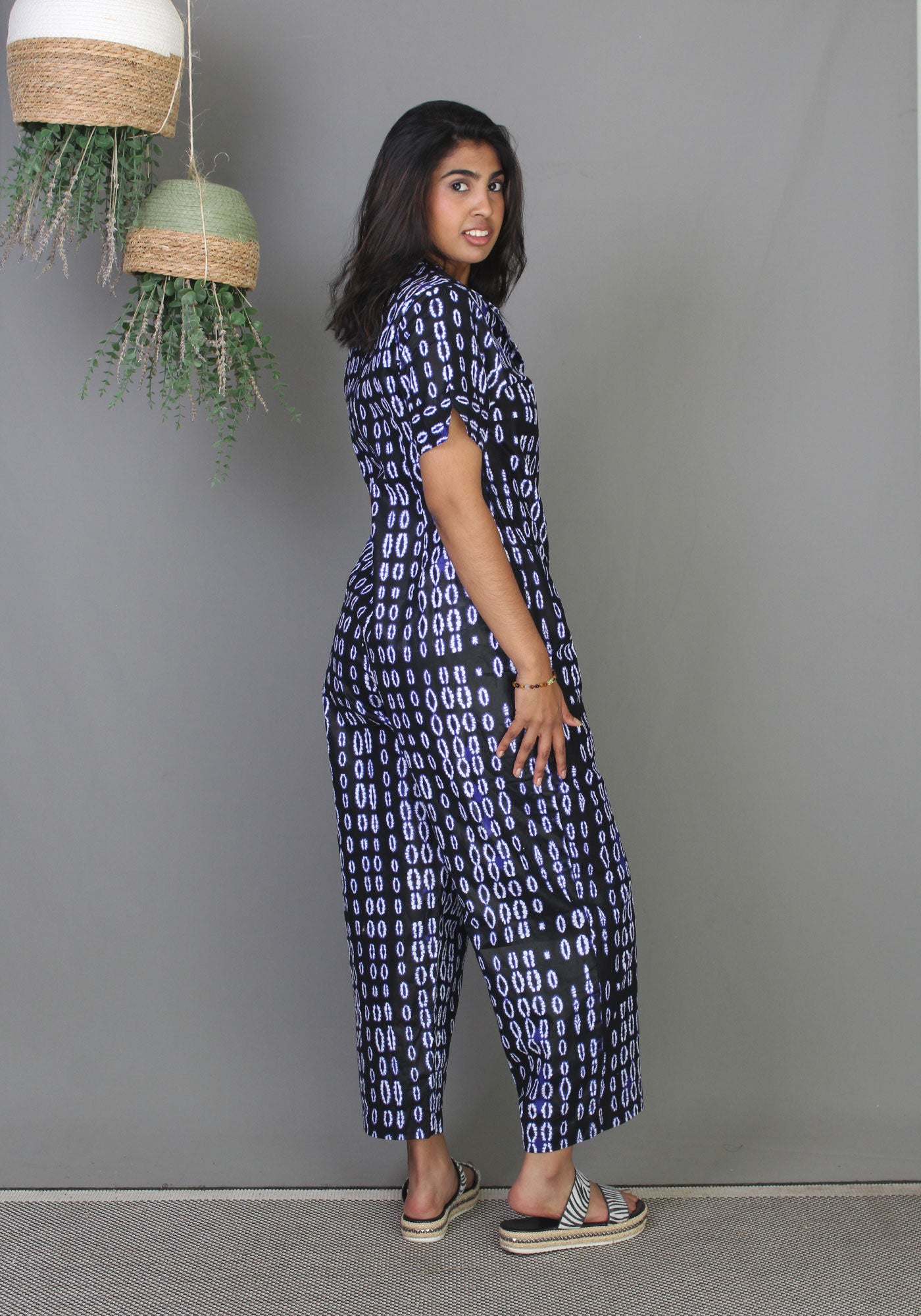 Shirt Jumpsuit - Indigo Tie-Dye