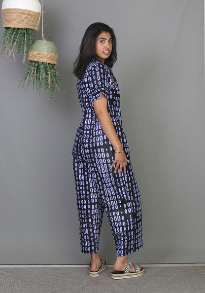 Shirt Jumpsuit - Indigo Tie-Dye