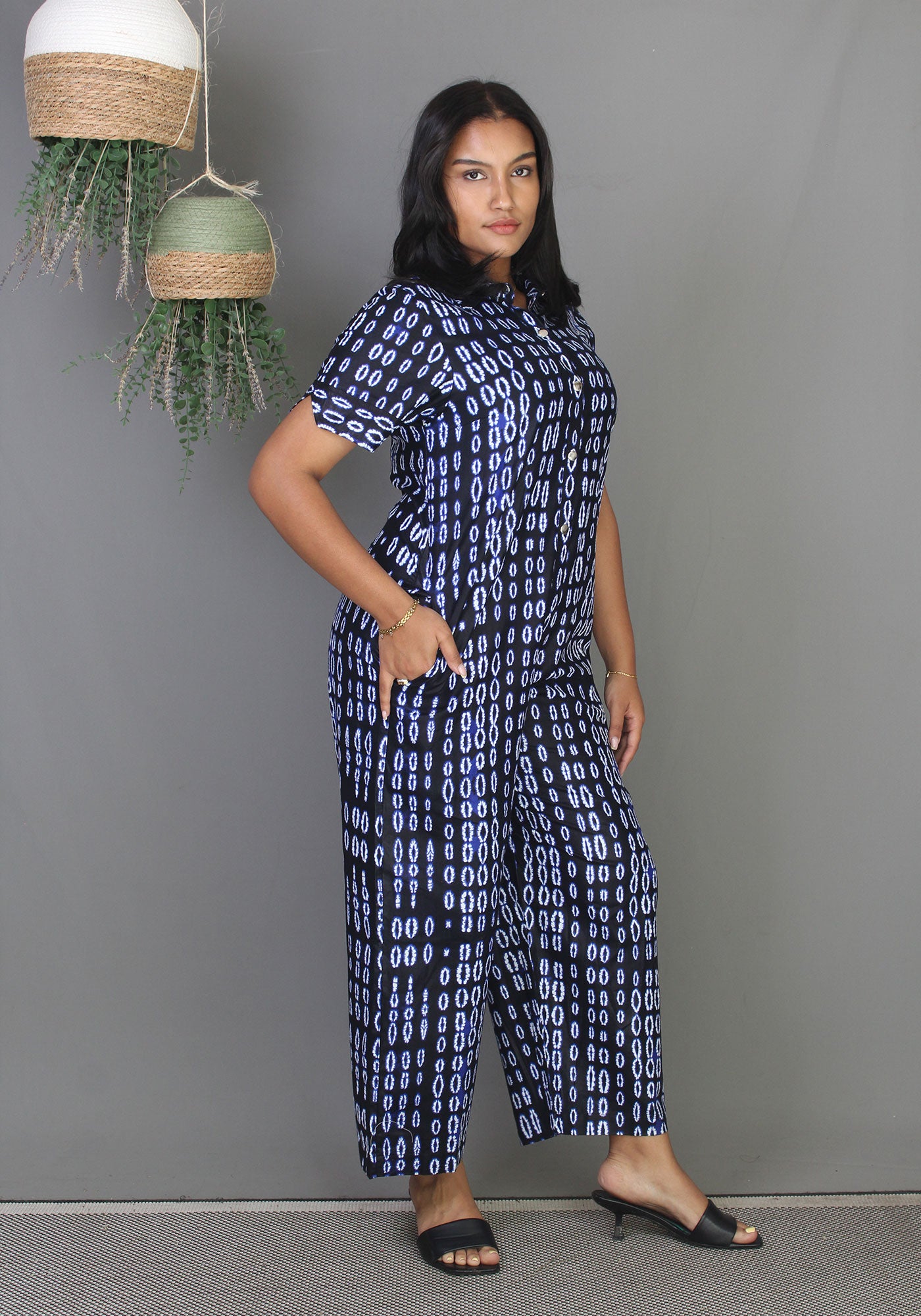 Shirt Jumpsuit - Indigo Tie-Dye