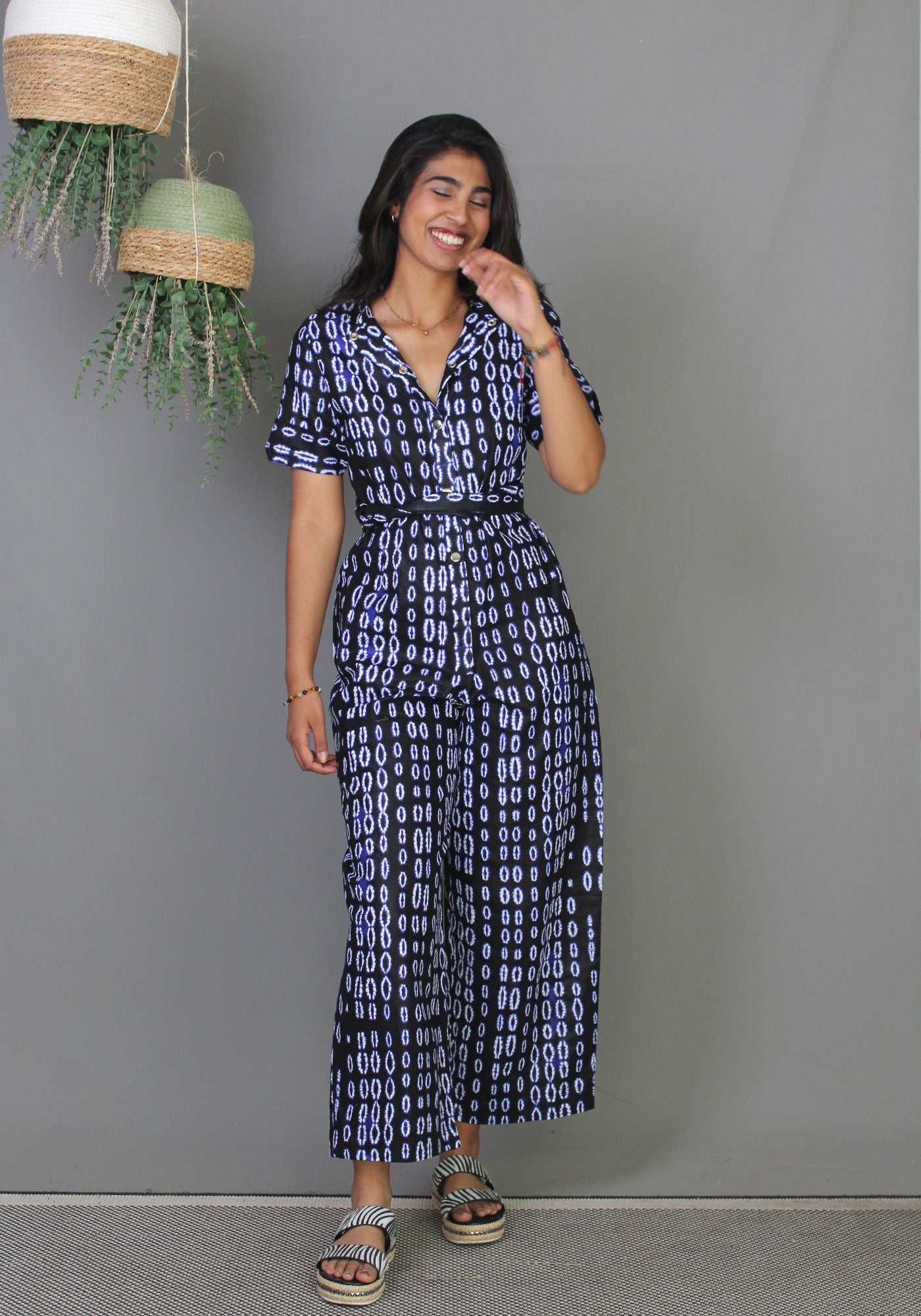 Shirt Jumpsuit - Indigo Tie-Dye
