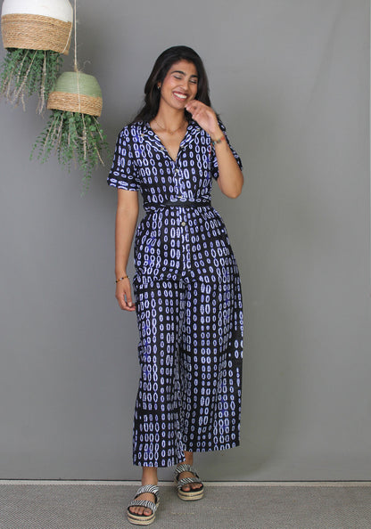 Shirt Jumpsuit - Indigo Tie-Dye