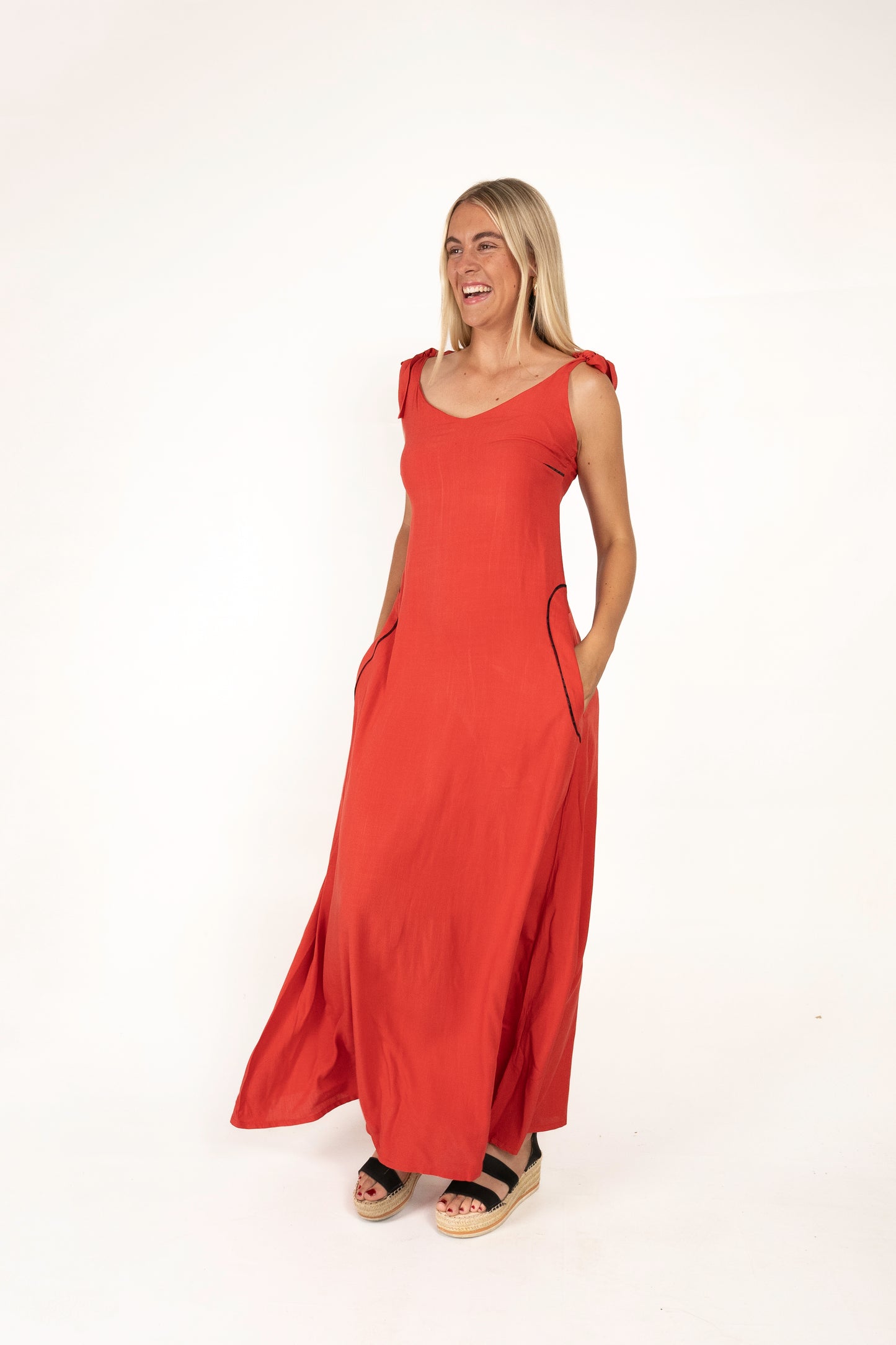 Coral Red Tie Dress