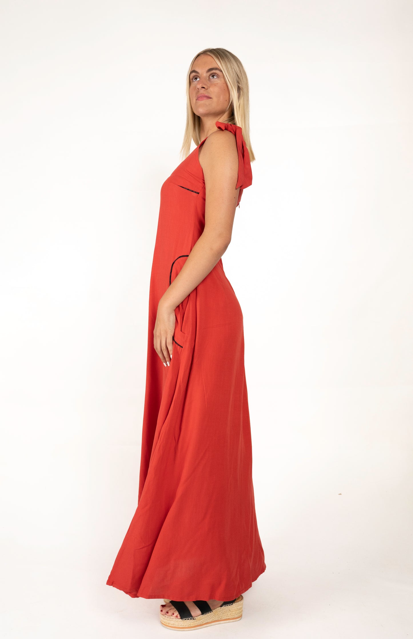 Coral Red Tie Dress