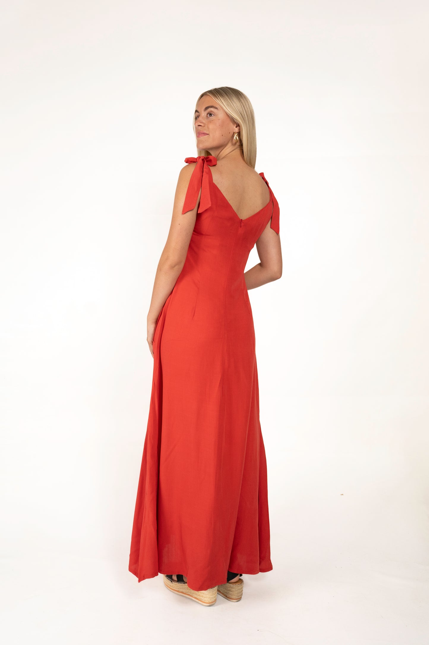 Coral Red Tie Dress