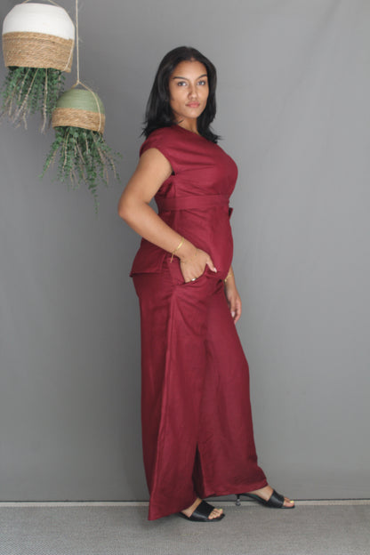 Wide Pants - Maroon