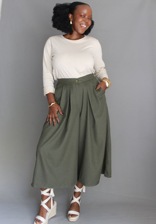 Cullote Pants - Olive Green