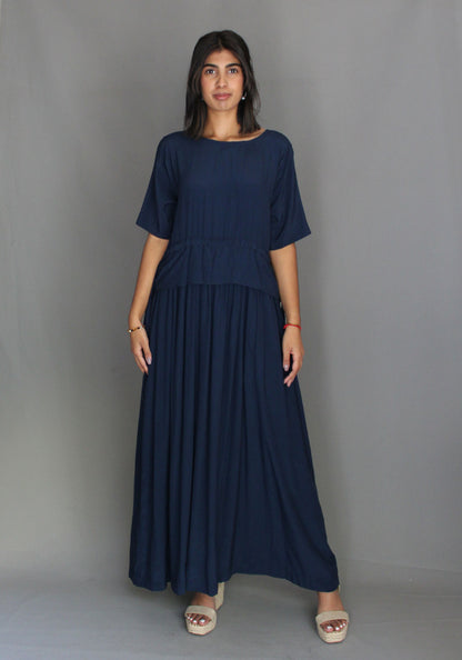 Drawstring Dress - Navy Blue