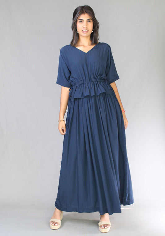 Drawstring Dress - Navy Blue