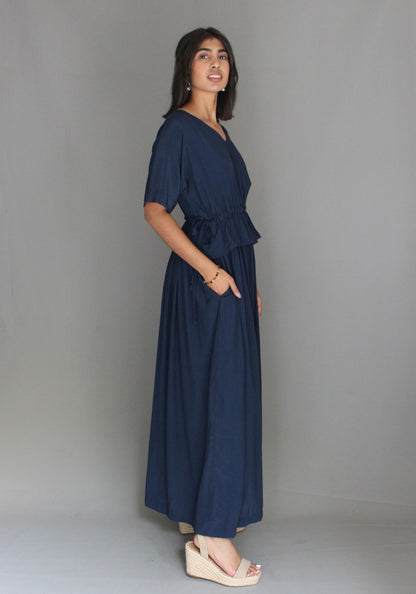 Drawstring Dress - Navy Blue
