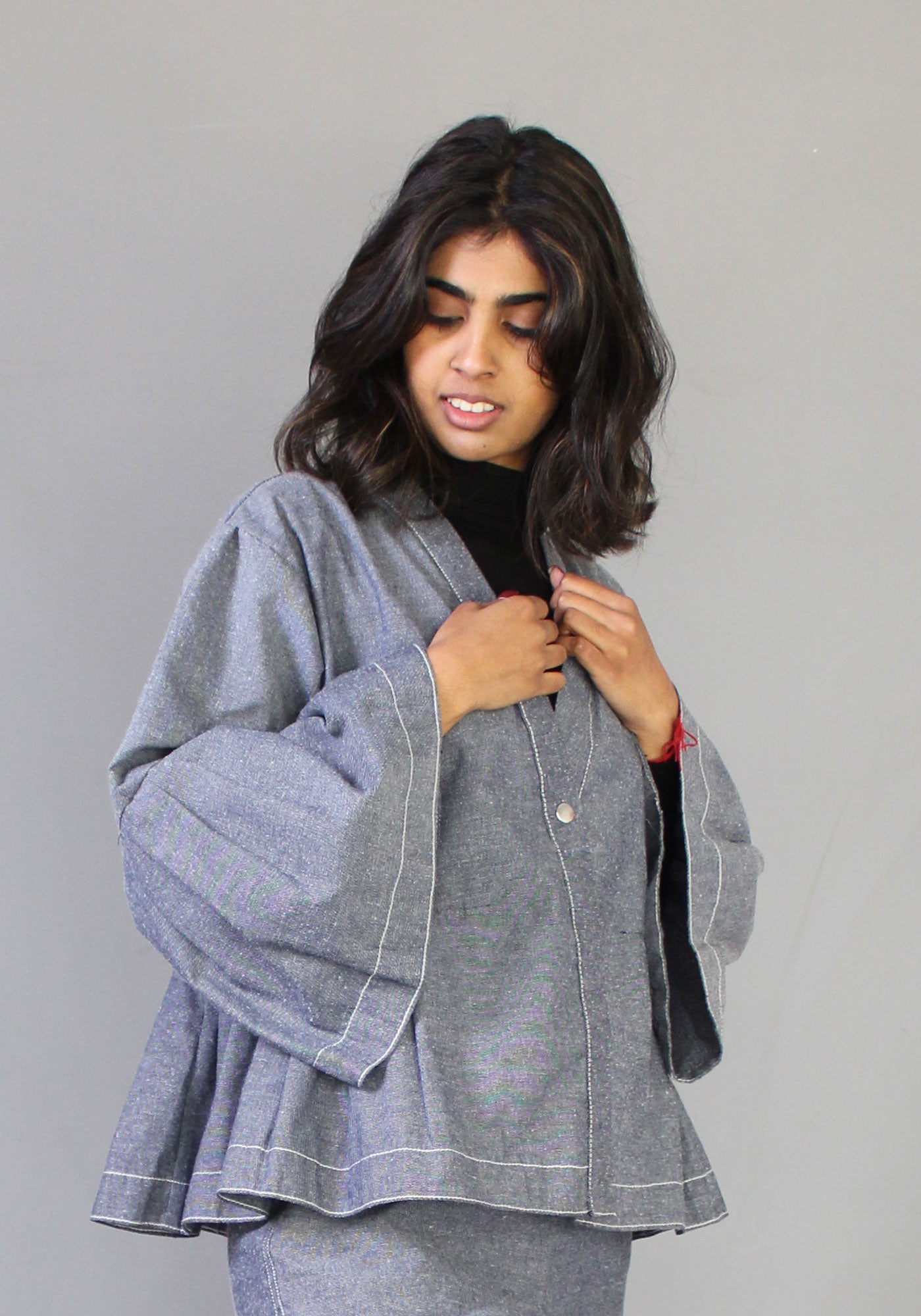 Peplum Kimono Jacket - Chambray Denim