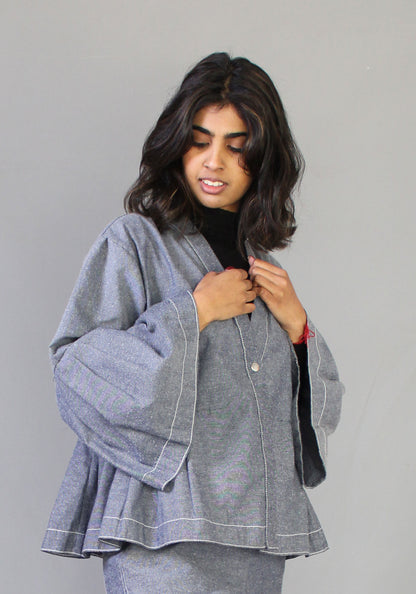 Peplum Kimono Jacket - Chambray Denim