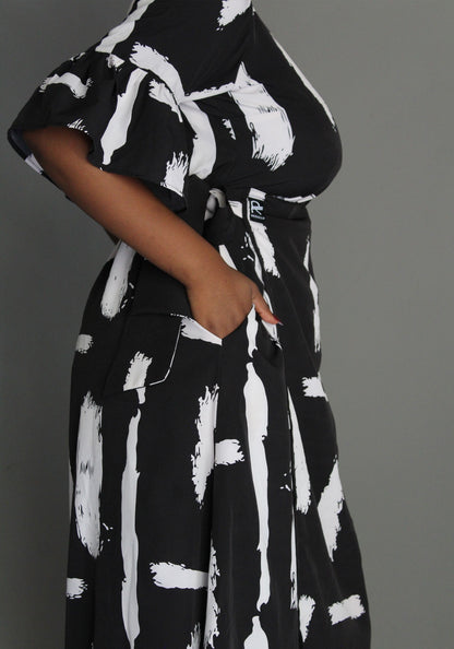 Tie Dress - Black & White