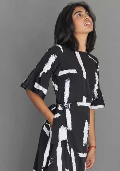 Tie Dress - Black & White