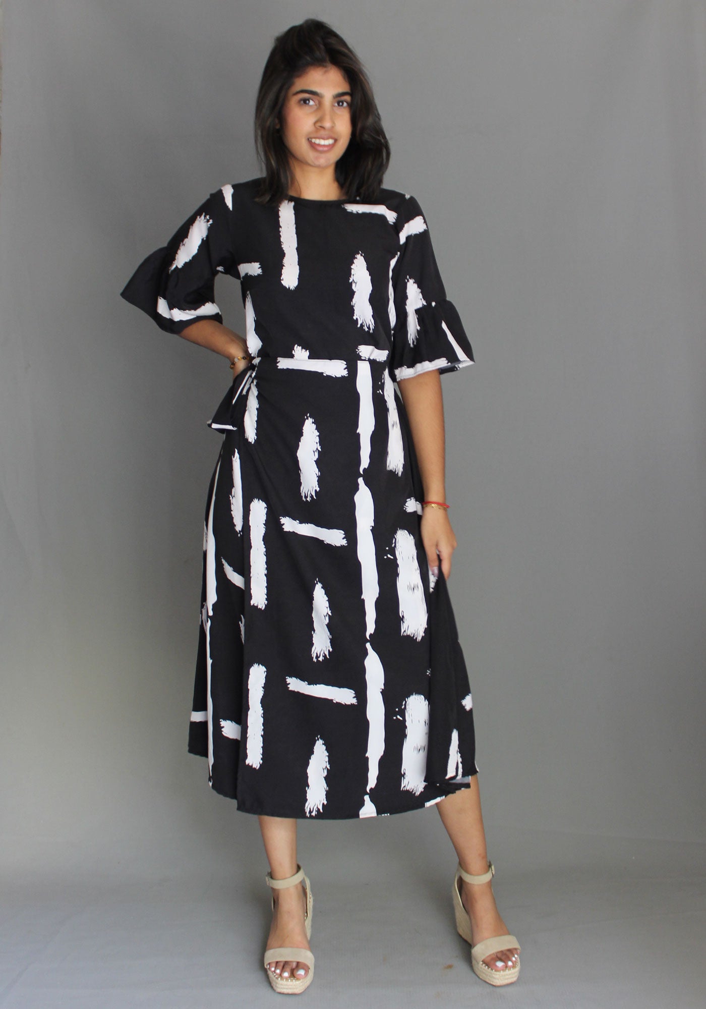 Tie Dress - Black & White