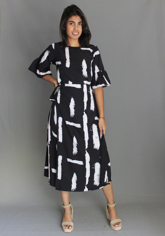 Tie Dress - Black & White