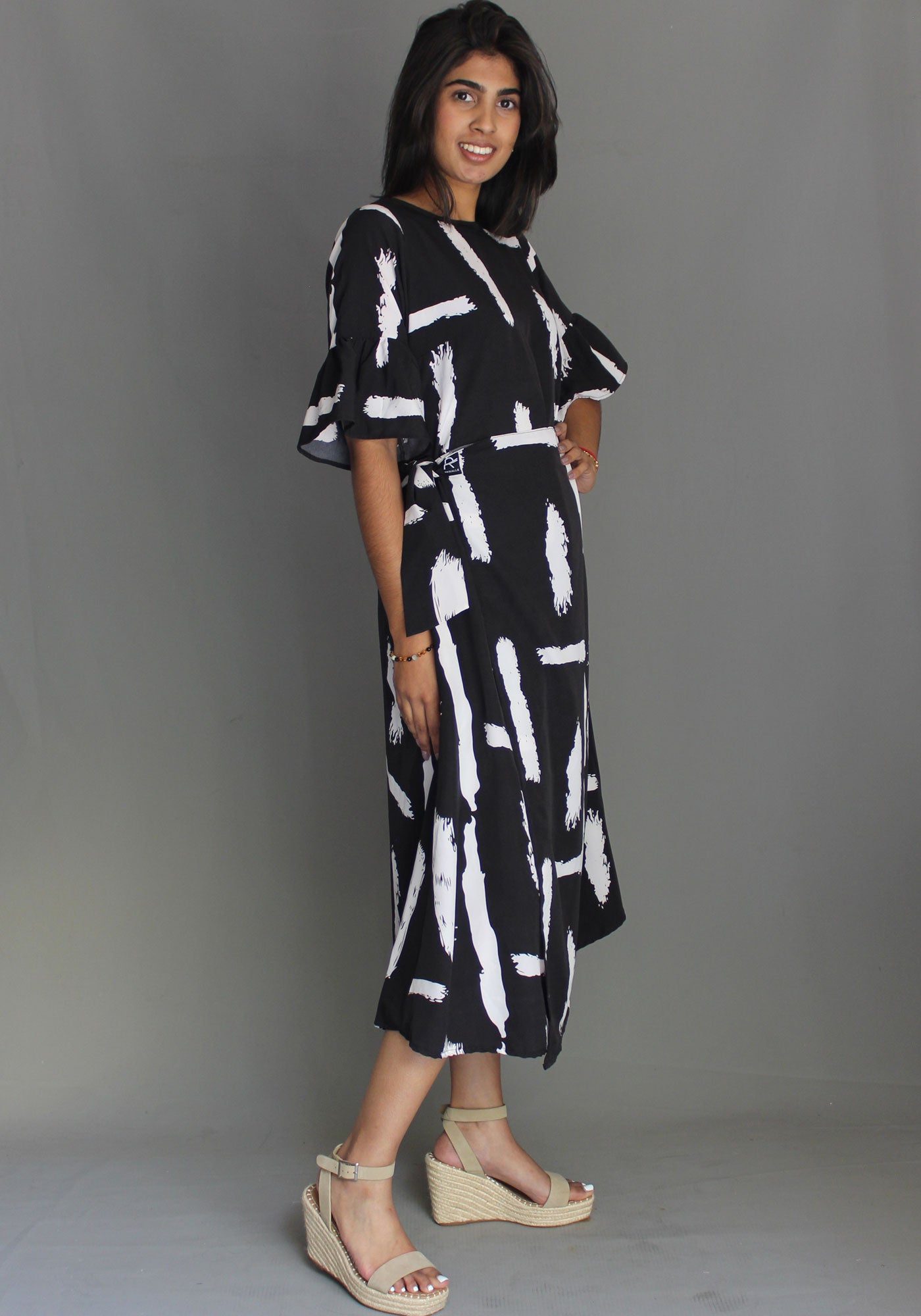 Tie Dress - Black & White
