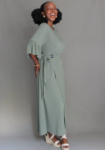 Tie Dress - Olive Green